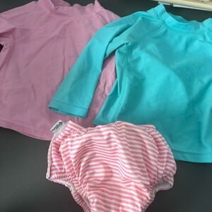 Aqua and Pink Kids Swim Rashguard Set